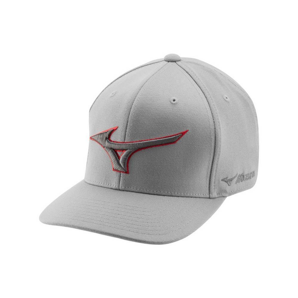 Mens Mizuno Diamond Snapback Baseball Hat Grey/Red Philippines (FCLUQT061)